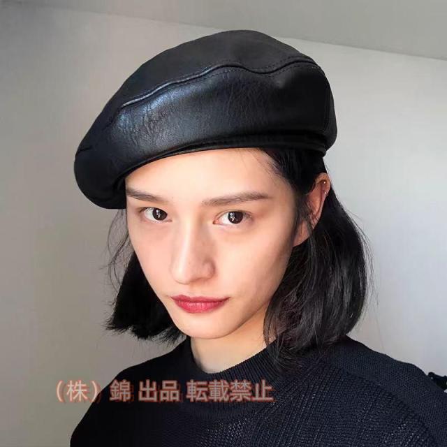 ベレー帽 PU 高品質 春夏 帽子 レザーレディース ざっくり 調節 夏用 サマーベレー 麦わら風株式会社錦 無地 かわいい ストロー オールシーズン