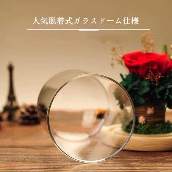 プリザーブドフラワーギフト枯れない花ガラスドームLEDライト付きドライフラワーギフトボックス錦手提げ袋?メッセージカード付きローズバラープリザケ_3