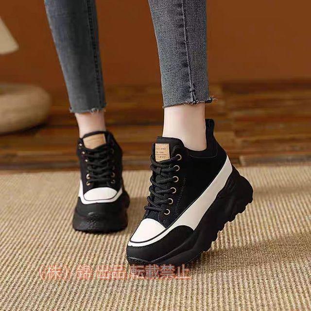 厚底スニーカー レディース ダッドスニーカー カジュアルシューズ 女性靴 錦 軽量 通気 美脚 かわいい ヒール6cm 厚底靴 スニーカー ダッドシューズローカット