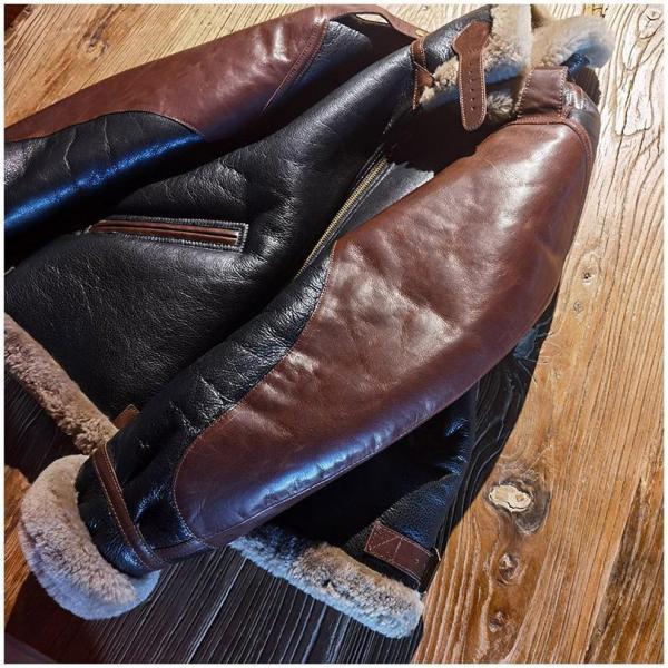 6ムートンジャケット　復古調　本革フライトジャケット　切り替え　馬革　メンズ ボアジャケット株式会社錦　防寒 6ムートンジャケット 復古調 本革フライトジャケット 切り替え 馬革