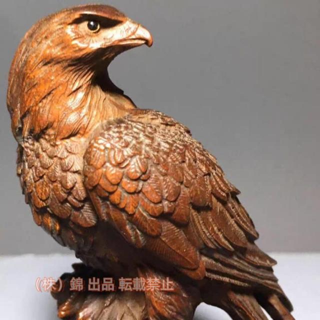 精品黄楊木手彫り鷹の置物 精品 黄楊木 手彫り鷹 株式会社錦 木彫り