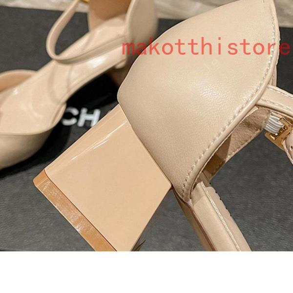 レディースヒールパンプスストラップアンクルストラップ付きローヒール