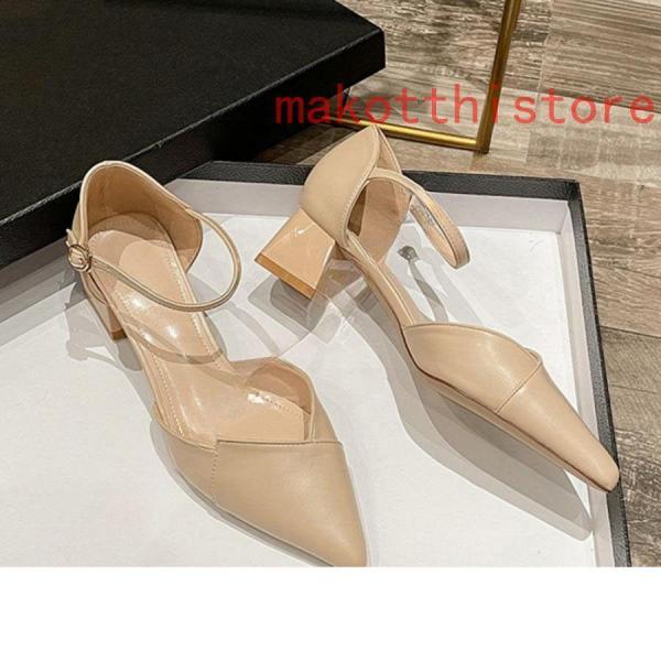 レディースヒールパンプスストラップアンクルストラップ付きローヒールｖカット太ヒール4.5cm美脚株式会社錦痛くない脱げない走れる安定感歩きやすい レディースヒールパンプスストラップアンクルストラップ付きローヒール