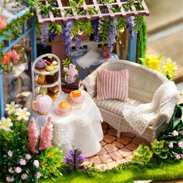 ドールハウス ミニチュア 手作りキット セット 薔薇庭園のあるティーハウス/ケーキ 紅茶 お花 フラワー 花屋 ビニールハウス株式会社錦 カフェ イギリス
