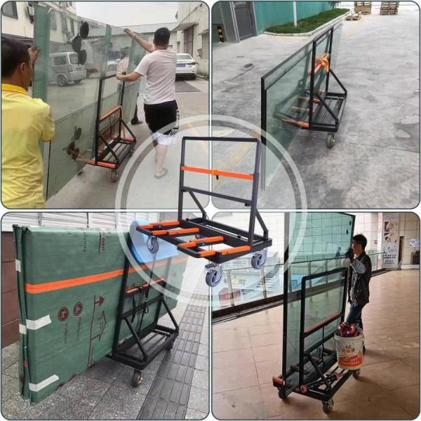 ボード台車運搬台車折りたたみ調整可能な荷台車業務用4輪6インチサイレントホイール長尺物台車輸送ガラス建設現場株式会社錦建物キャリーカート台車板運搬車_5