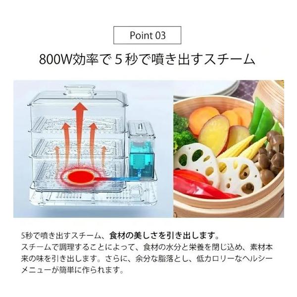 大型24L電気ステーマー3段階、多機能蒸気調理器、タイマー付き自動電源
