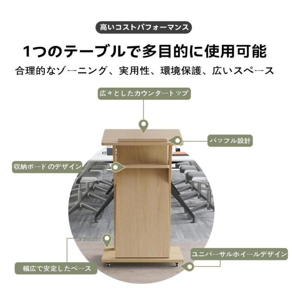 演台 演説台 司会台 キャスター付き、教会/教室用モバイル演台