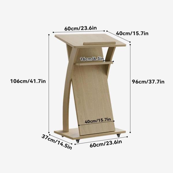 演台 演説台 司会台 キャスター付き、教会/教室用モバイル演台