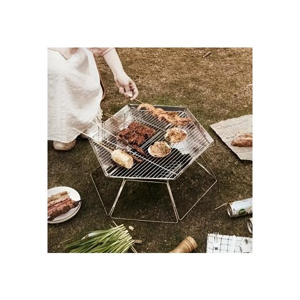 バーベキューコンロ4~6人用ホームポータブルグリルBBQコンロ鉄板付き網