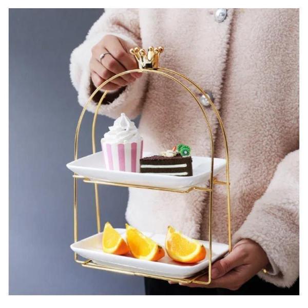 ケーキスタンド 2段 小 陶器製 アフタヌーンティーセット ケーキトレー