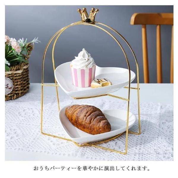 ケーキスタンド 2段 小 陶器製 アフタヌーンティーセット ケーキトレー