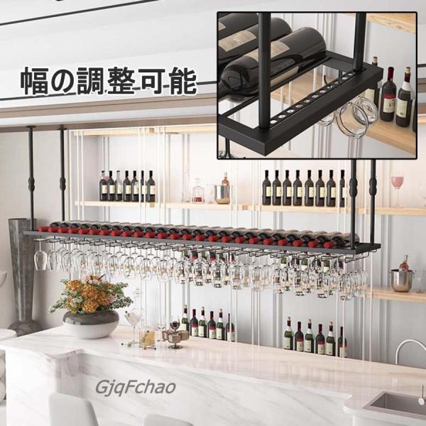 クリエイティブな2段ワイングラスホルダー、ライト付き、天井取り付け