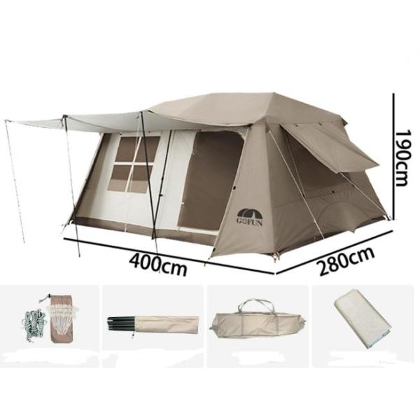 大型 ワンタッチテント 8~12人用 ロッジ型テント 小部屋テント　パークテントキャンプテント　一体型 自立式 2つの前室株式会社錦 前室ポール付き　設営簡単_10