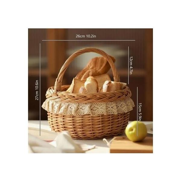 竹製ピクニックバスケット 晒竹ピクニックバスケット（白竹）中（蝶番付）