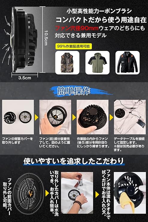 2025業界超強 40V超高出力】ファンバッテリーセット 作業服 30000mAh