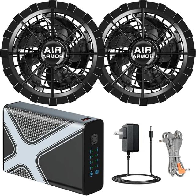 ファンバッテリーセット 空調作業服 40V 強力冷却6段階風力 90mm服穴径