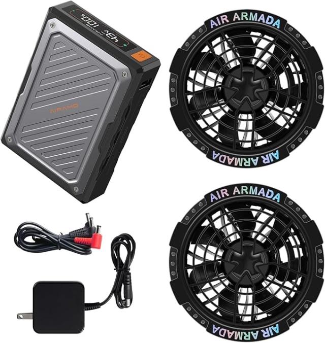 43Vファンバッテリーセット 2025年世界最大級 空調作業服用ファンバッテリーセット 90mm服穴径対応【搭載EVEエナジー製21700型電池 日本と米国の認証を取得済み】熱中症対策 作業着 その他各種作業服対応