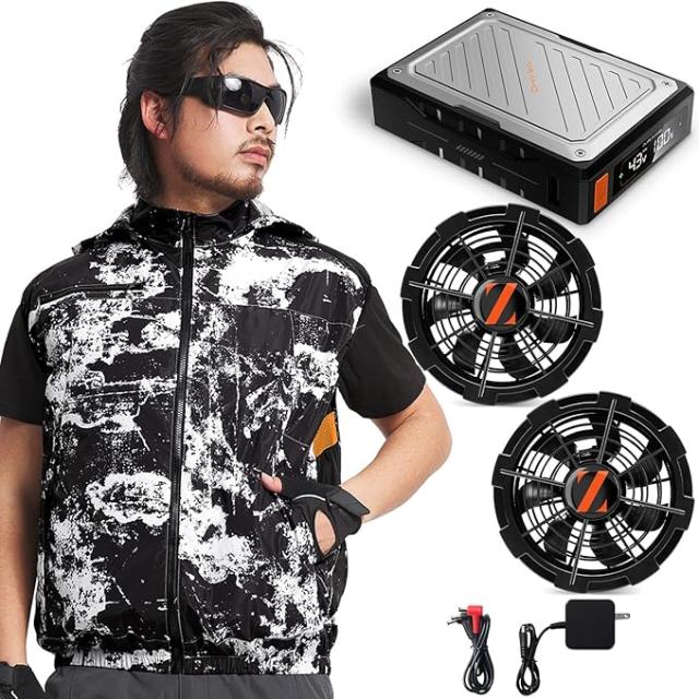 [Xinpeke] 空調作業服 【2025年革新モデル 43V超高電圧】 ファン付きベスト ファンバッテリーセット EVE製21700型電池/日本製ブラシレス 急速充電 作業服 男女兼用 熱中症対策