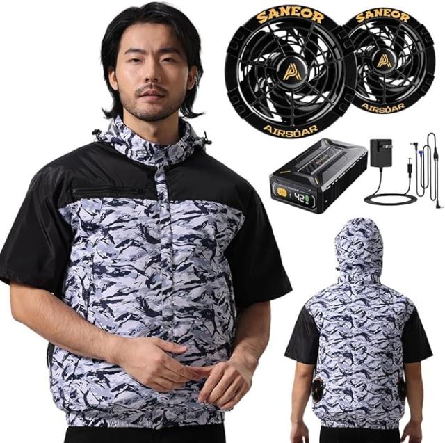 空調服 42V超高出力 作業服 長袖 40500mAhバッテリー ファン付き作業服