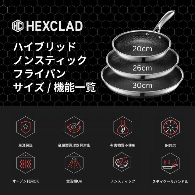HexClad フライパン 20cm 蓋付き【焦げ付き防止加工】 Amazon｜HexClad ハイブリッド ノンスティック フライパン