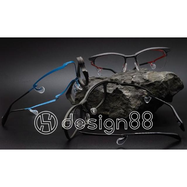 ズレ防止 デザインハッパ design88 メガネ ボストン フレーム 日本製 鯖江 メンズ レディース 石彫 9号 ブルーマット 49 度付き対応_5