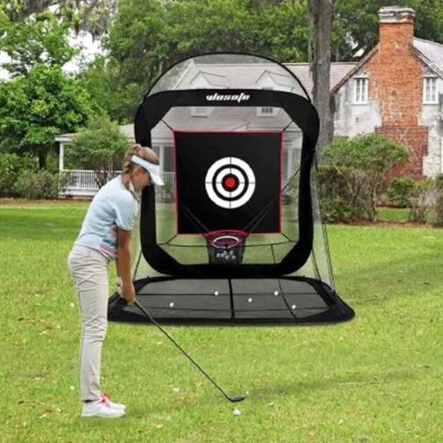 ゴルフネット 屋外 室内 2.3m 練習用 自動返球 黒色 簡単 設置 野外 初心者 防球ネット アプローチ ドライバー スウィング 練習器具 自宅 ゴルフ 練習 レギュラーサイズ