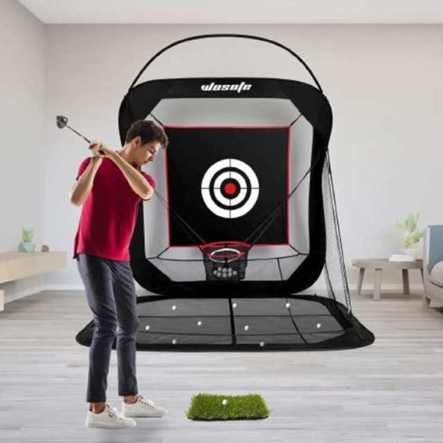 ゴルフネット 屋外 室内 2.3m 練習用 自動返球 黒色 簡単 設置 野外 初心者 防球ネット アプローチ ドライバー スウィング 練習器具 自宅 ゴルフ 練習 レギュラーサイズ
