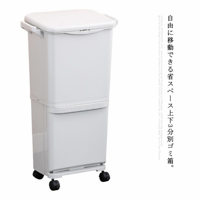 ゴミ箱 分別 ごみ箱 スリム ダストボックス 縦型 2段 キッチン ふた付き 3分別 大容量 ワゴン 45L リビング 引出し プッシュ おしゃれ 新生活