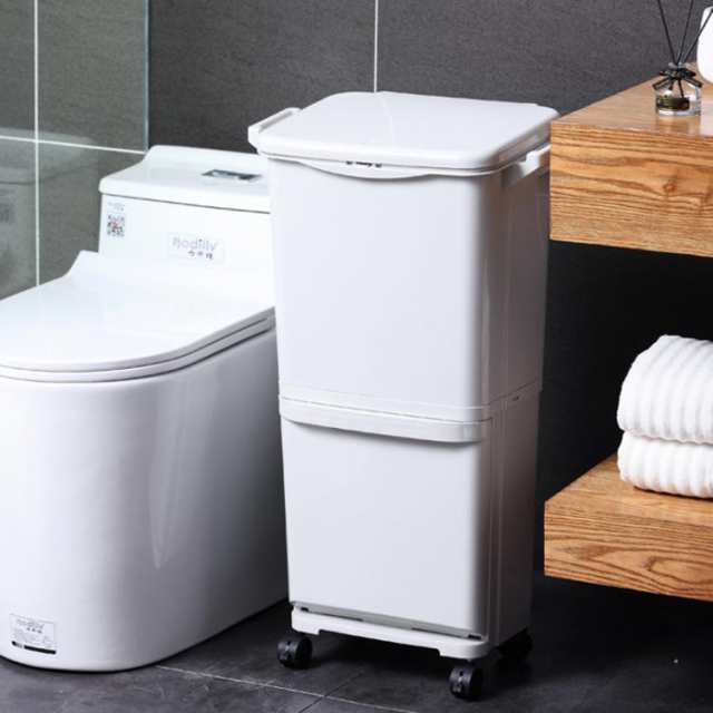 ゴミ箱 分別 ごみ箱 スリム ダストボックス 縦型 2段 キッチン ふた付き 3分別 大容量 ワゴン 45L リビング 引出し プッシュ おしゃれ 新生活_3