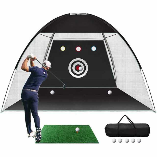 ゴルフネット セット 5点セット 練習用 ゴルフマット ティー ゴルフボール 3mx2mx1.8m 折りたたみ 収納バッグ付き 素振り ドライバー スイング パター 練習器具 室内室外 設置簡単 屋内練習 持ち運び_1