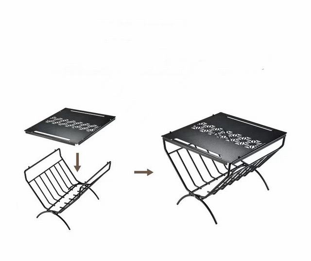 焚火用薪スタンドテーブル　アイアン薪スタンド　クーラーボックスタンド　キャンプ用品　多機能　薪入れバッグ付き　コンパクト_8