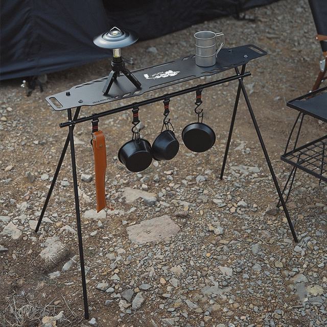 ハンキングラック キャンプ三角シェルフ　ハンガーラック　トッププレート 2点セット　アルミ合金製　折り畳み キャンプシェルフ 置台