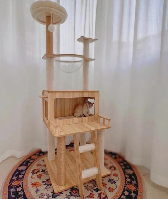 据え置き型 麻紐 爪とぎ 多頭飼い 宇宙船キャットタワー 据え置き型