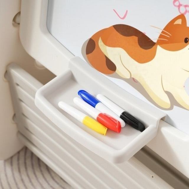 絵本棚セット 椅子付き　ホワイトボード付き 学習 おもちゃ収納 ラック 絵本棚 本棚 子供用シェルフ 収納棚 収納 おもちゃ箱_2