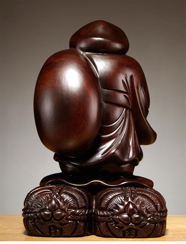 黒檀 木彫 大黒天 福の神 鎮宅辟邪 手作り招財開運 置物 精密細工 工芸品