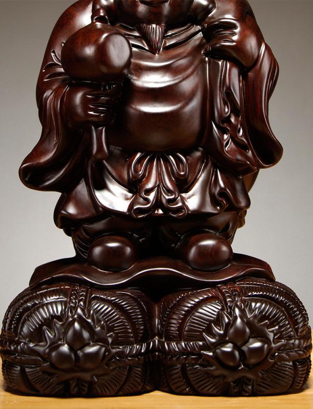 黒檀 木彫 大黒天 福の神 鎮宅辟邪 手作り招財開運 置物 精密細工 工芸品