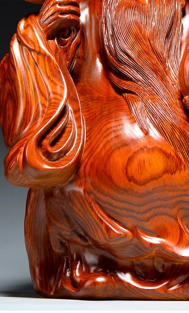 木彫仏像 七福神 置物 福禄寿 木像 木製フィギュア 黄花梨 花梨木 高級天然カリン材 神像 仏像コレクション 木彫り置物 (高さ：15cm)
