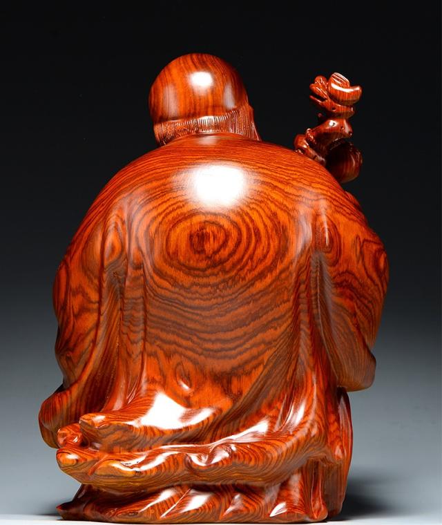 木彫仏像 七福神 置物 福禄寿 木像 木製フィギュア 黄花梨 花梨木 高級天然カリン材 神像 仏像コレクション 木彫り置物 (高さ：15cm)