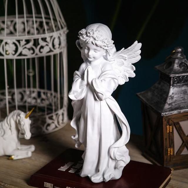 【美品】天使　エンジェル　オブジェ　置物　インテリア　工芸品　美術品　A3153 天使置物 樹脂製 可愛いお祈り エンジェル インテリア オブジェ