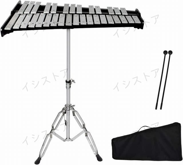 32音 鉄琴 卓上鉄琴 パーカッション　楽器 卓上 練習　鍵盤　演奏 音楽会 発表会 学芸会 初心者　高さ調節可能　マレット2本　スタンド付き　収納ケース付き