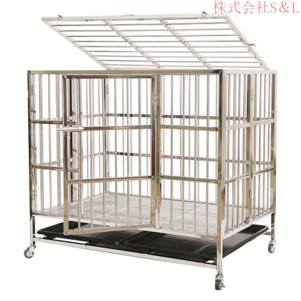 ペットケージドッグハウス202ステンレス錆びにくい犬檻犬小屋キャスター付き角パイプ折りたたみ式組み立てS＆L折りた小型犬大型犬中型犬ウサギペット