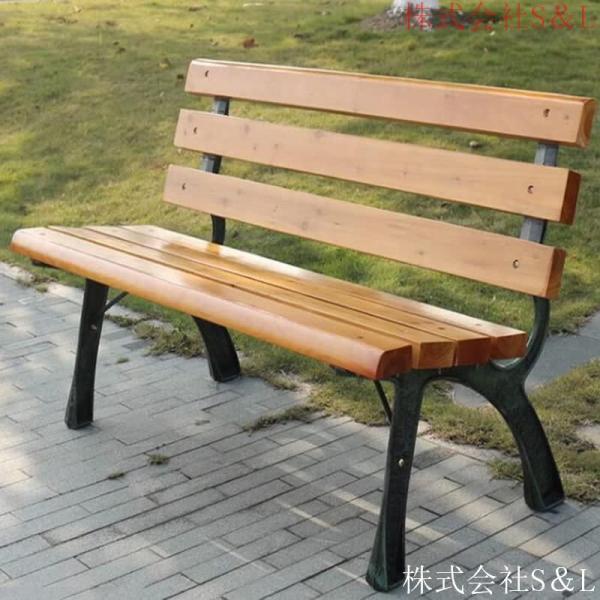 無垢材パークベンチ屋外ガーデンベンチ木製パークチェアダブルベンチスチールベンチS＆L最大耐荷重280kgガーデンチェア背もたれ付き2-3人掛けアウトドア_2