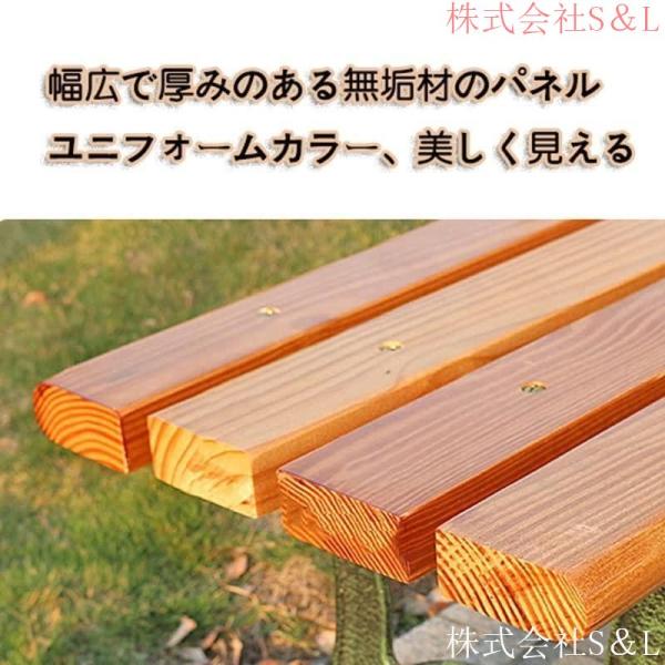 無垢材パークベンチ屋外ガーデンベンチ木製パークチェアダブルベンチスチールベンチS＆L最大耐荷重280kgガーデンチェア背もたれ付き2-3人掛けアウトドア_3