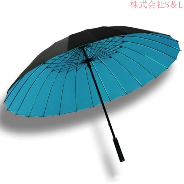 傘長傘メンズレディースワンタッチジャンプ式24本骨豪雨台風対応丈夫S＆L210T高強度グラスファイバー大判115cm梅雨対策台風対応通学通勤収納ポーチ