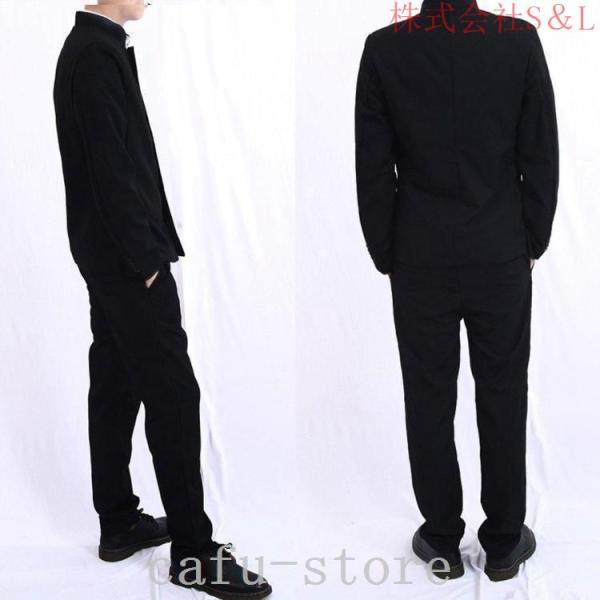 上下セット学生服黒ウール50%ポリエステル50%￥/ラウンド襟詰襟A体