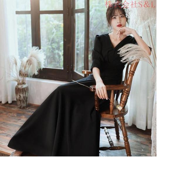 喪服 ワンピース レディース 礼服 長袖 きれいめ ロング丈 ハイ