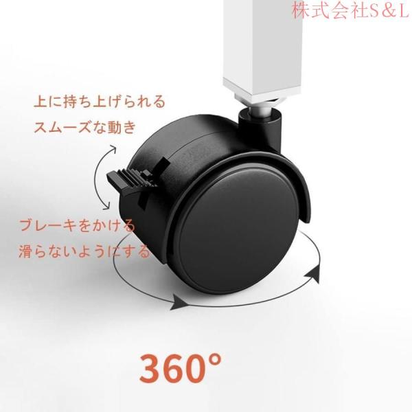 昇降テーブルパソコンデスク高さ60~90cm キャスター付き 幅60/80cm 高さ調整可能 オフィスデスク 移動式テーブルS＆L 勉強机仕事デスク ベッドテーブル PCテーブ_6