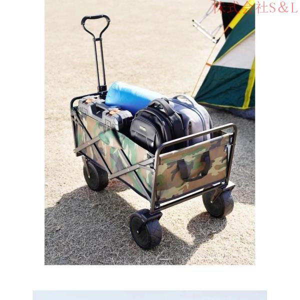 キャリーカートキャリーワゴン耐荷重150kg極太タイヤ頑丈フレーム