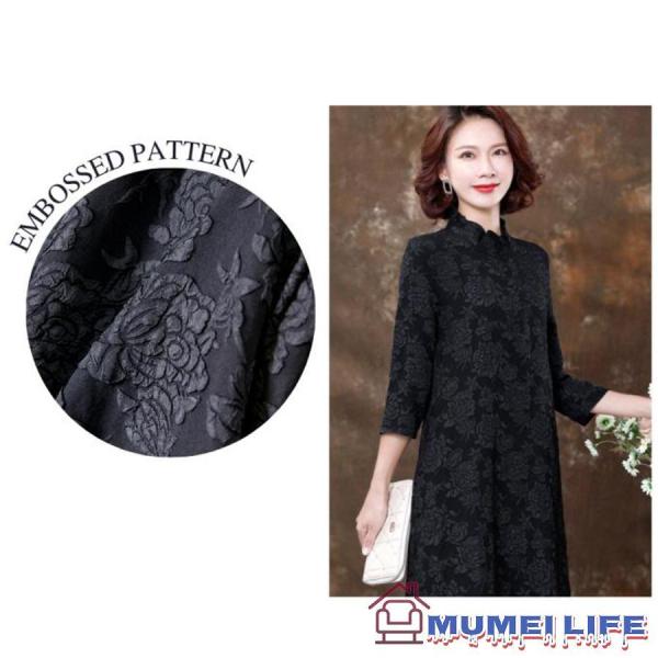 ライン 七分袖 花柄 ロング丈 結婚式ワンピース 叔母 50代 お食事会