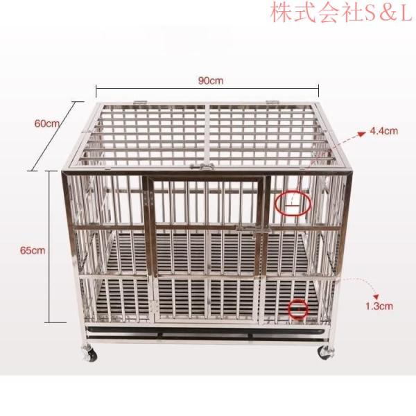 ペットケージドッグハウス202ステンレス錆びにくい犬檻犬小屋キャスター付きS＆L角パイプ折りたたみ式組み立て折りた小型犬大型犬中型犬ウサギペット_6